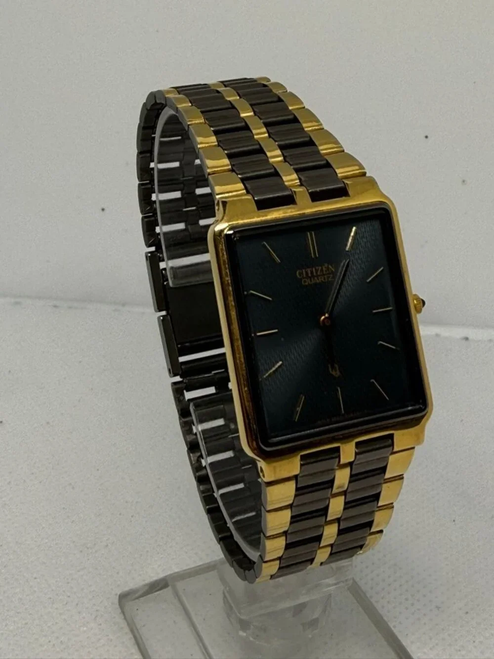 Citizen Vintage Tank Gold-Tone Black Dial Rectangular Quartz Watch 2828-299009